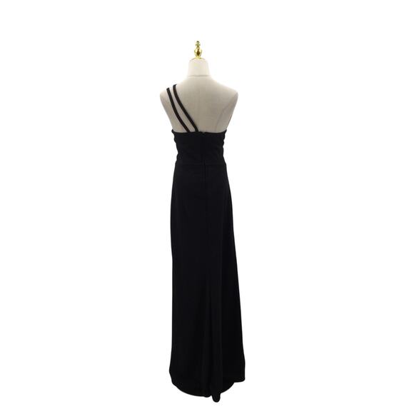 B.DARLIN SZ 15 /16 black one shoulder asymmetrical cutout formal maxi dress B116 - Picture 2 of 7